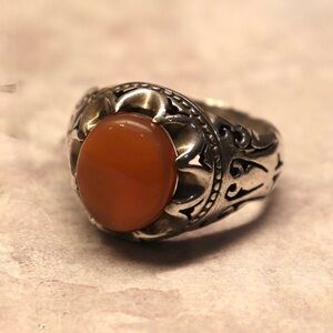 Vintage Natural Carnelian 925 Sterling Silver Ring